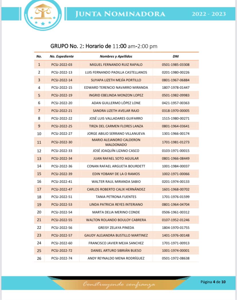 Listado y horario de las pruebas de conocimiento jurídico 